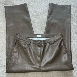 Aritzia Wilfred Brown Faux Leather Flared Jeans